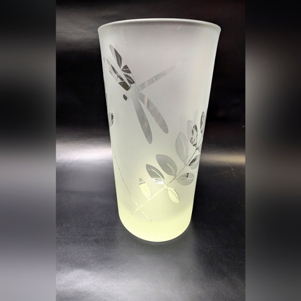 20oz PFALTZGRAFF FROSTED NATUREWOOD DRAGONFLY AND BEE GLASSES set of 8